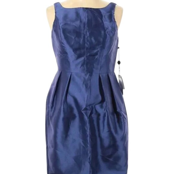 Adrianna Papell Dress Womens 8 Navy Blue Bow Back Open Back Cocktail Party - Picture 1 of 9
